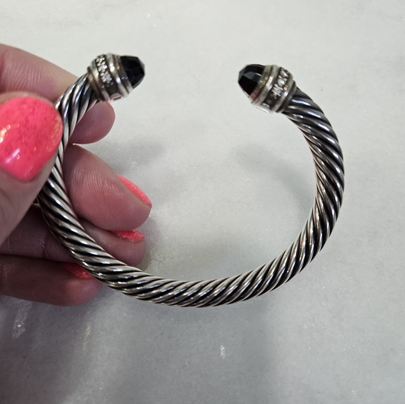 David Yurman black Onyx and dimond bangle cuff bracelet (large) - Picture 2 of 9